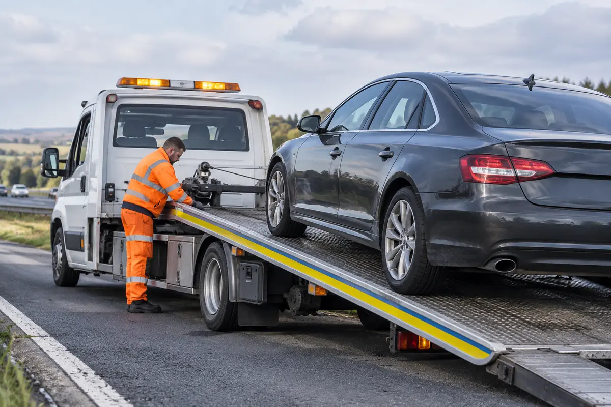 Motorway Recovery carried out by a professional vehicle recovery operator